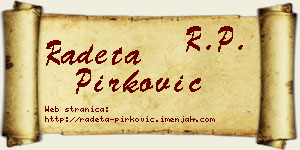 Radeta Pirković vizit kartica